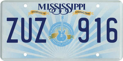 MS license plate ZUZ916