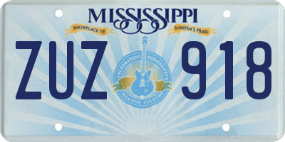 MS license plate ZUZ918
