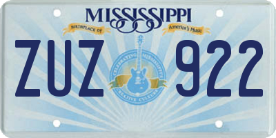 MS license plate ZUZ922