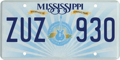 MS license plate ZUZ930