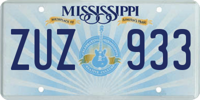 MS license plate ZUZ933