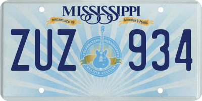 MS license plate ZUZ934