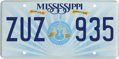 MS license plate ZUZ935