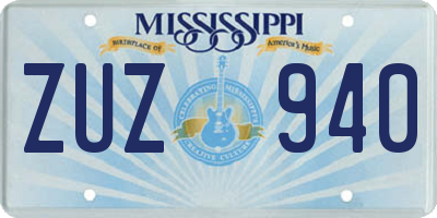 MS license plate ZUZ940