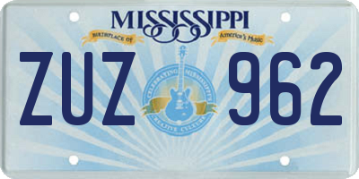 MS license plate ZUZ962