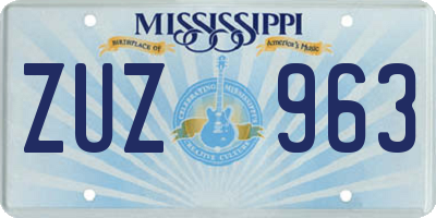 MS license plate ZUZ963