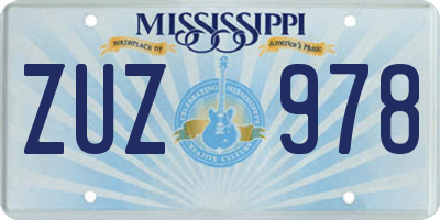 MS license plate ZUZ978