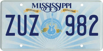 MS license plate ZUZ982