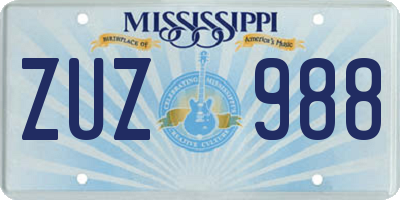 MS license plate ZUZ988