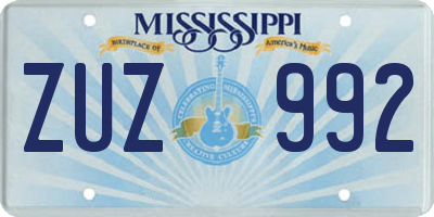 MS license plate ZUZ992