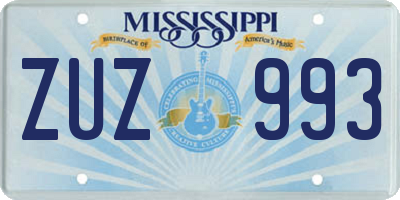 MS license plate ZUZ993