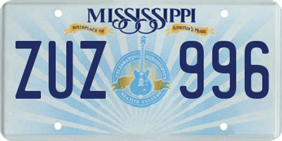 MS license plate ZUZ996
