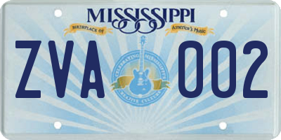 MS license plate ZVA002