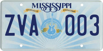 MS license plate ZVA003