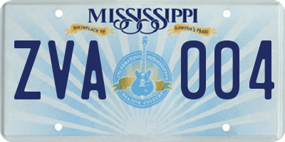 MS license plate ZVA004