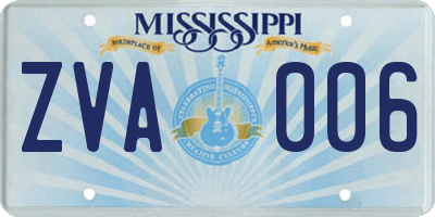 MS license plate ZVA006
