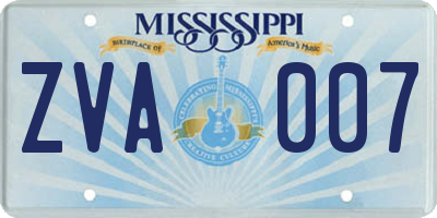 MS license plate ZVA007