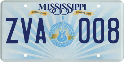 MS license plate ZVA008