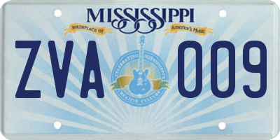 MS license plate ZVA009