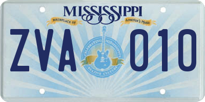 MS license plate ZVA010