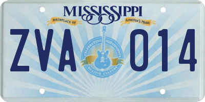 MS license plate ZVA014
