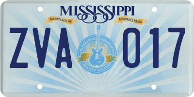 MS license plate ZVA017