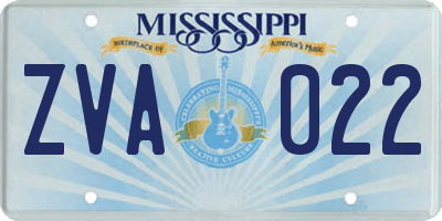 MS license plate ZVA022