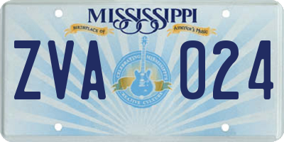 MS license plate ZVA024