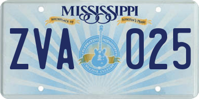 MS license plate ZVA025