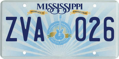 MS license plate ZVA026