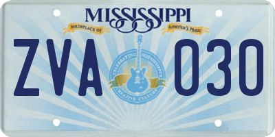 MS license plate ZVA030