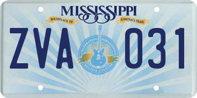 MS license plate ZVA031