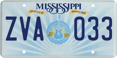 MS license plate ZVA033
