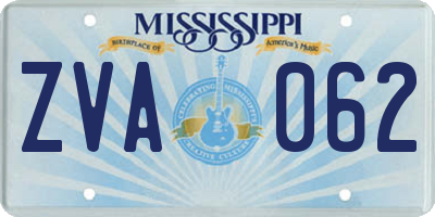 MS license plate ZVA062
