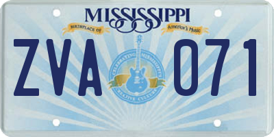 MS license plate ZVA071