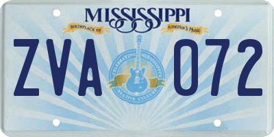 MS license plate ZVA072