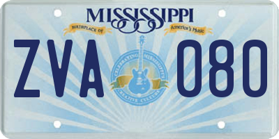 MS license plate ZVA080