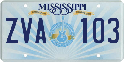 MS license plate ZVA103