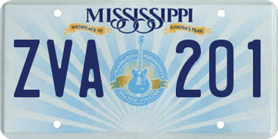 MS license plate ZVA201