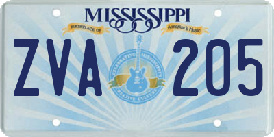 MS license plate ZVA205