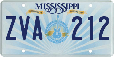 MS license plate ZVA212