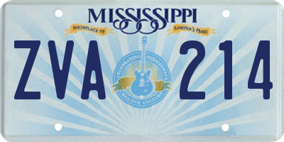 MS license plate ZVA214