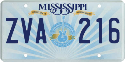 MS license plate ZVA216