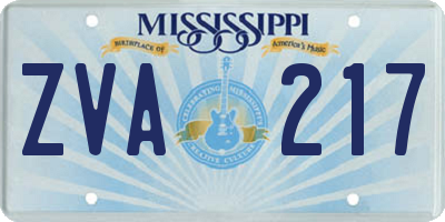 MS license plate ZVA217