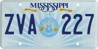 MS license plate ZVA227