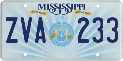 MS license plate ZVA233