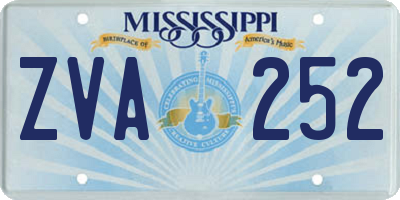 MS license plate ZVA252