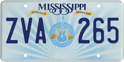 MS license plate ZVA265