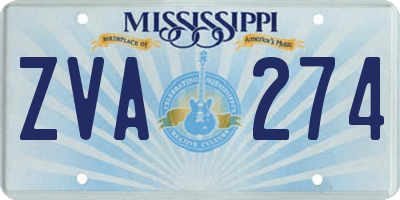 MS license plate ZVA274