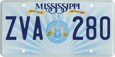 MS license plate ZVA280